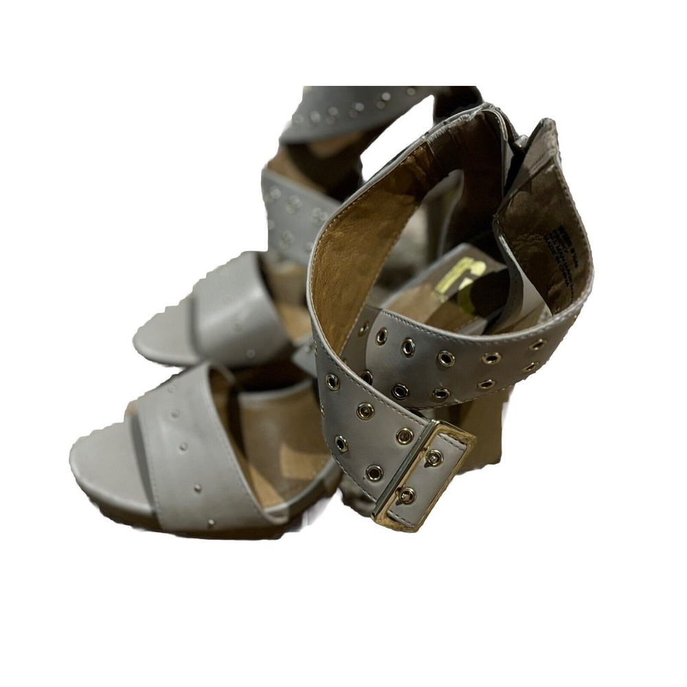 Report Veda Stone Beige Grommet Studded Block Heel Platform‎ Sandals Womens 8.5